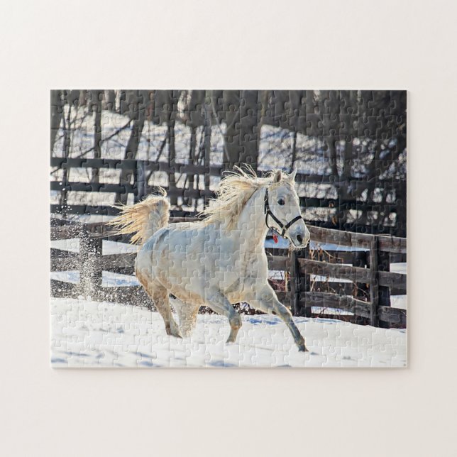 Puzzle Cheval blanc galopant (Horizontal)