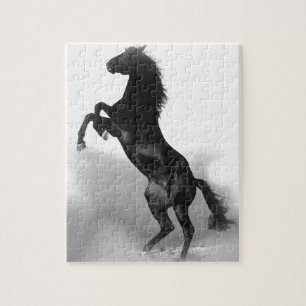 Puzzle Cheval blanc noir