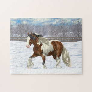 Puzzle Cheval Brougeot Gitan Pinto De Baie À Neige