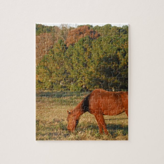 Puzzle Cheval Brown aux pins (Vertical)