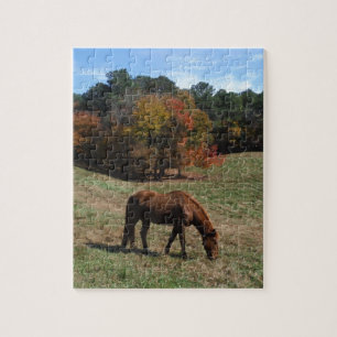 Puzzle Cheval Brown avec arbres à automne