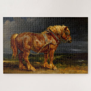 Puzzle Cheval Brun Rougeâtre dans une Ferme (par James Wa