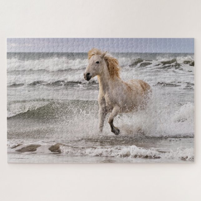 Puzzle Cheval Camargue sortant de la vague (Horizontal)