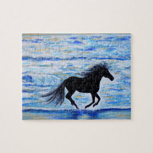 Puzzle Cheval courir libre par la peinture de mer
