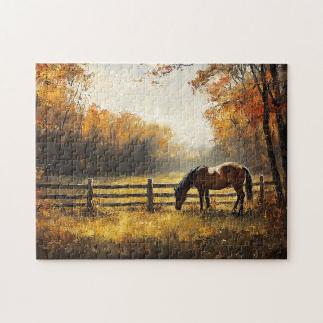 Puzzle Cheval dans le champ Golden Hour Peinture (Horizontal)