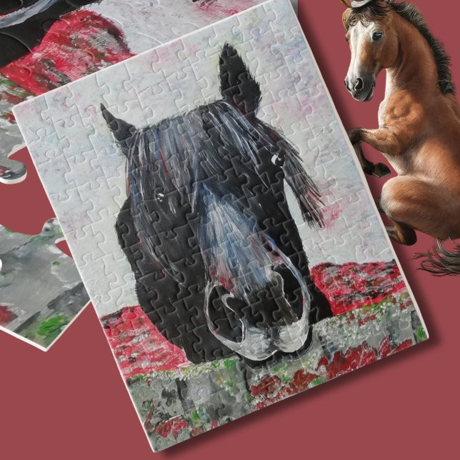 Puzzle Cheval dans un champ équestre peintre cavalier (Créateur téléchargé)