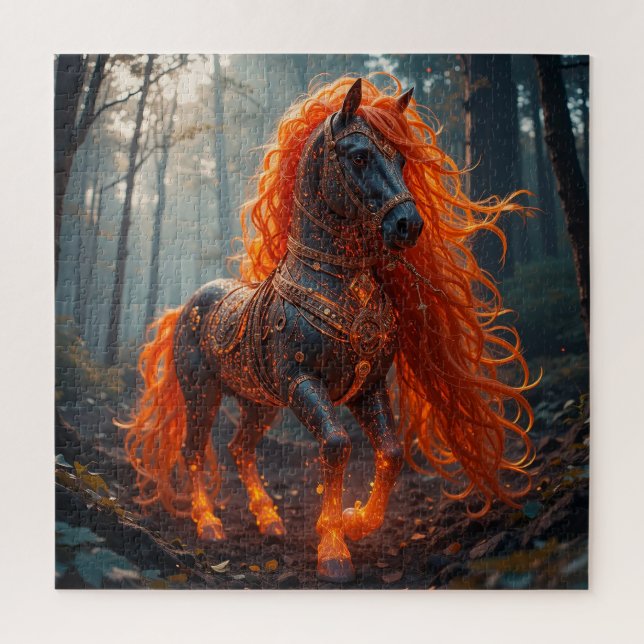 Puzzle Cheval de Feu Enchanté à la Crinière Vibrante (Vertical)