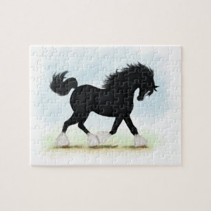 Puzzle Cheval de la Shire Noire avec lame et bas