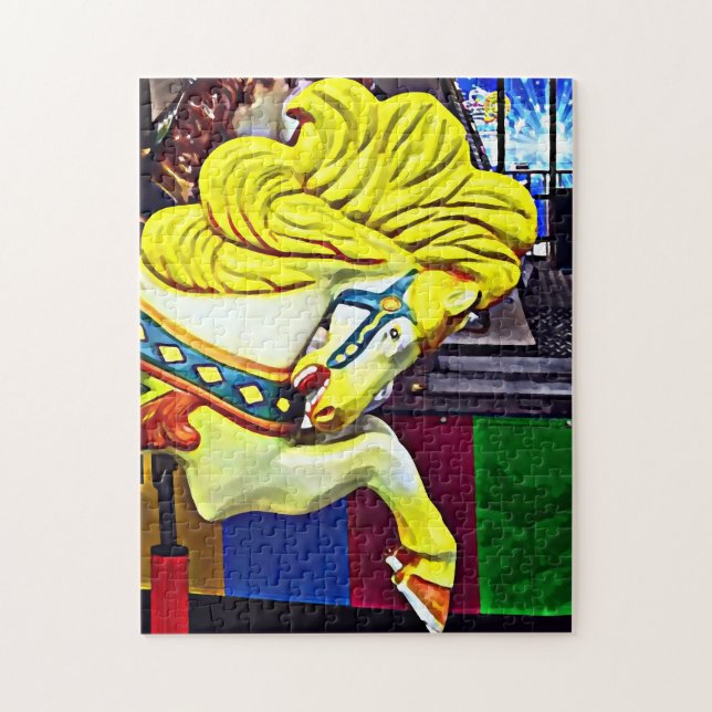 Puzzle Cheval de manège à crinière jaune (Vertical)