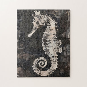 Puzzle Cheval De Mer Abstrait Sur Encre Noire