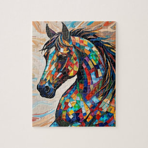 Puzzle Cheval de mosaïque en verre à plusieurs couleurs 1