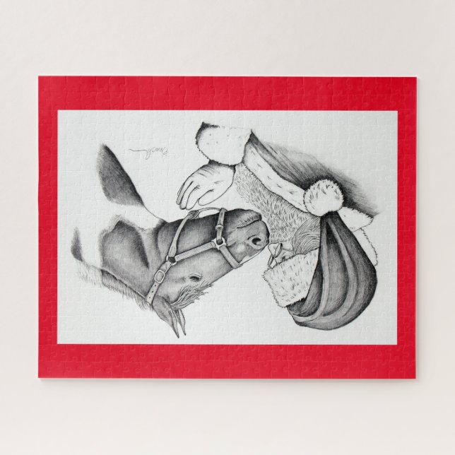 Puzzle Cheval de Noël et Père Noël (Horizontal)