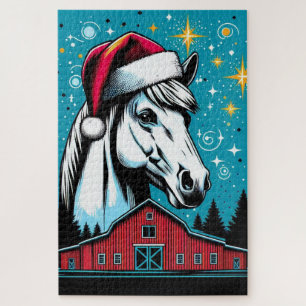 Puzzle Cheval de Noël Pop Art et Noël de la grange