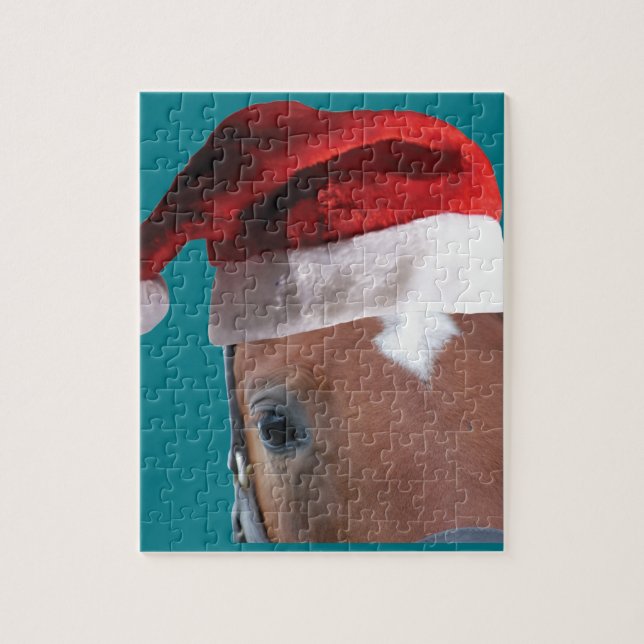 Puzzle Cheval de Noël Santa Hat (Vertical)