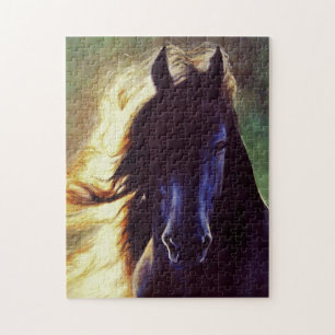 Puzzle Cheval de noir "de lueur frisonne", étalon