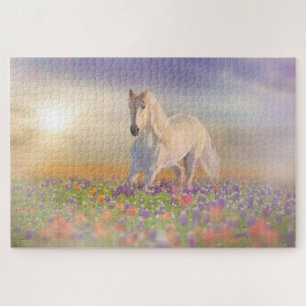 Puzzle Cheval de rêve courant à travers les fleurs