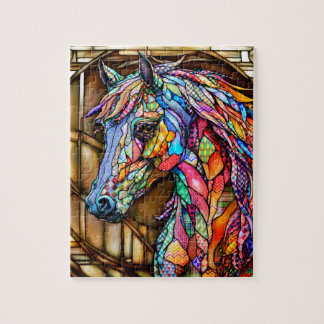 Puzzle Cheval de style mosaïque en verre à plusieurs coul