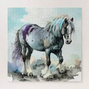 Puzzle Cheval de trait Shire aquarelle