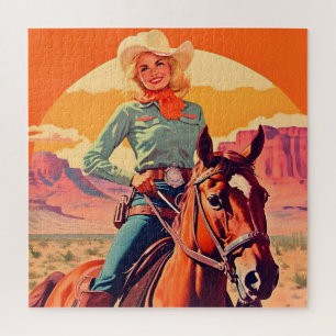 Puzzle Cheval d'équitation vintage Cowgirl