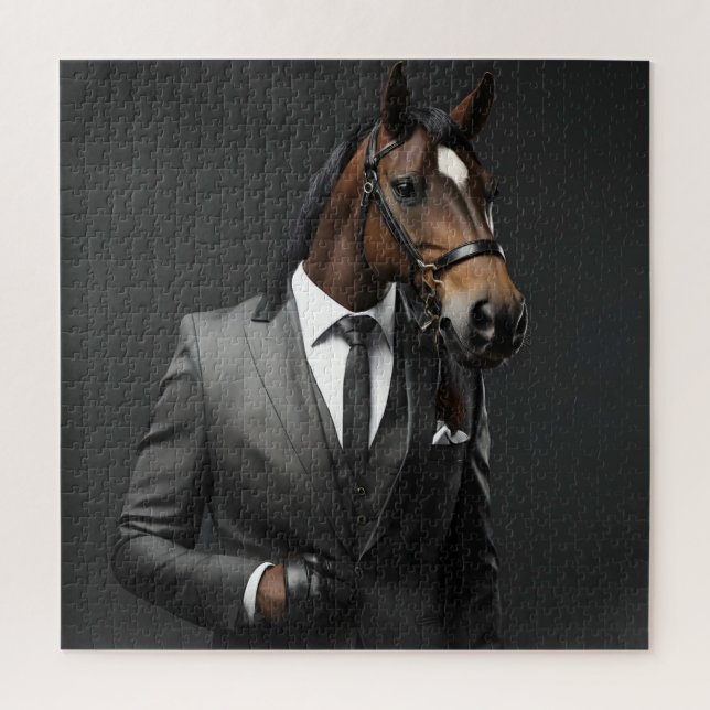 Puzzle Cheval drôle dans le costume (Vertical)
