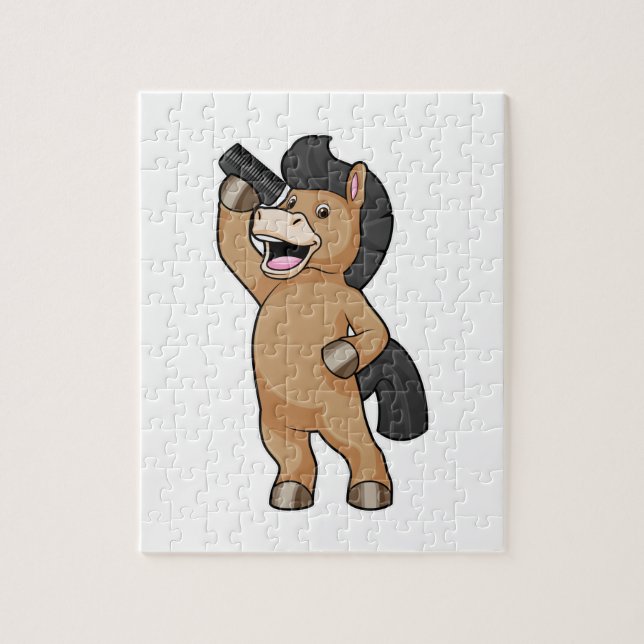 Puzzle Cheval en coiffeur avec peigne (Vertical)