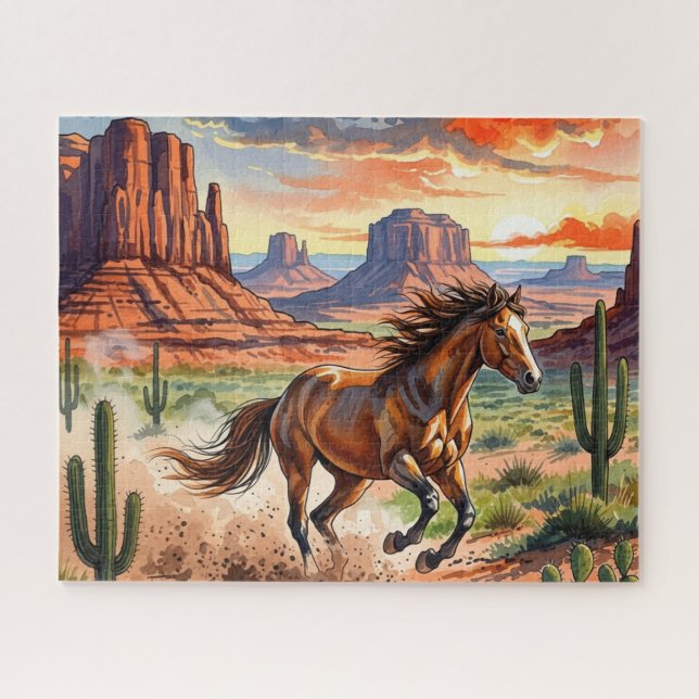 Puzzle Cheval en course dans le désert (Horizontal)