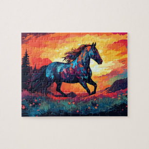 Puzzle Cheval En Course Sur Le Terrain Art Abstrait Cheva