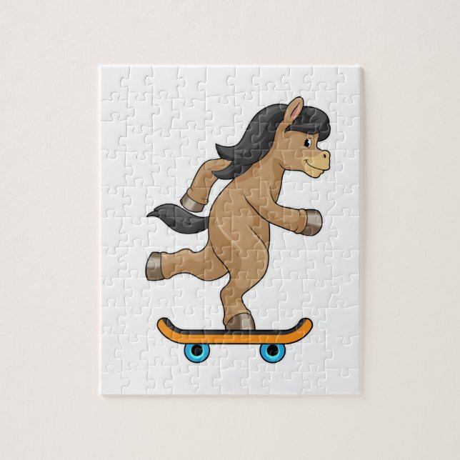 Puzzle Cheval en Patinage avec Skateboard (Vertical)
