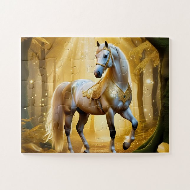 Puzzle Cheval enchanté dans la forêt dorée (Horizontal)