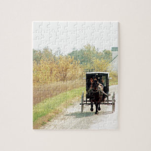 Puzzle Cheval et boguet amish d'automne
