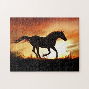 Puzzle Cheval et Coucher du soleil