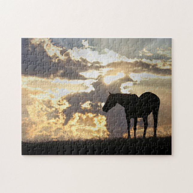 Puzzle Cheval et soleil avec nuages Beau et Changeling (Horizontal)