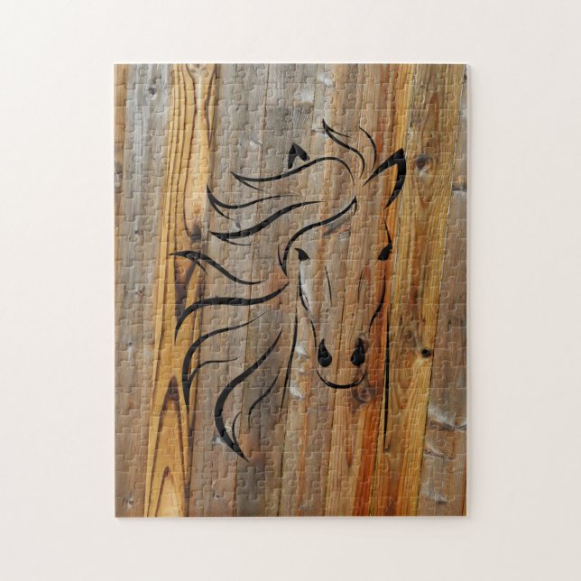 Puzzle Cheval face sur plateaux en bois (Vertical)