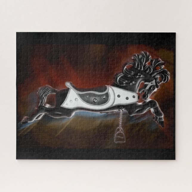 Puzzle Cheval foncé avec éclat de couleur (Horizontal)