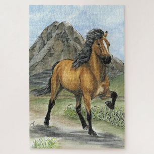 Puzzle Cheval islandais Golden Tolt et Montagne