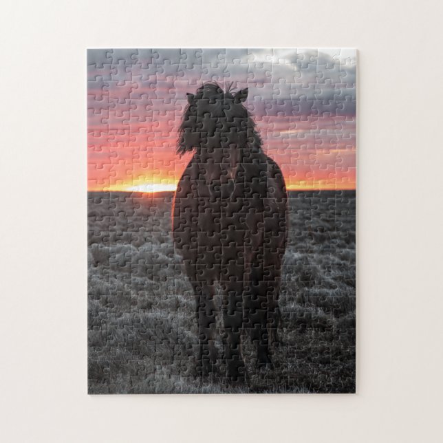 Puzzle Cheval Mustang sauvage au coucher du soleil (Vertical)
