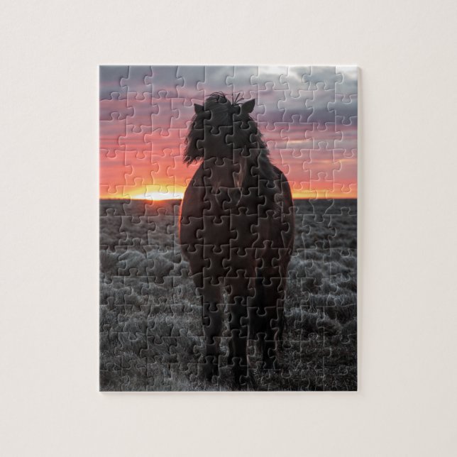 Puzzle Cheval Mustang sauvage au coucher du soleil (Vertical)