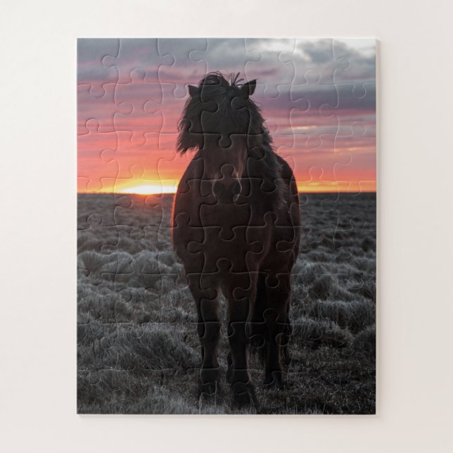 Puzzle Cheval Mustang sauvage au coucher du soleil (Vertical)
