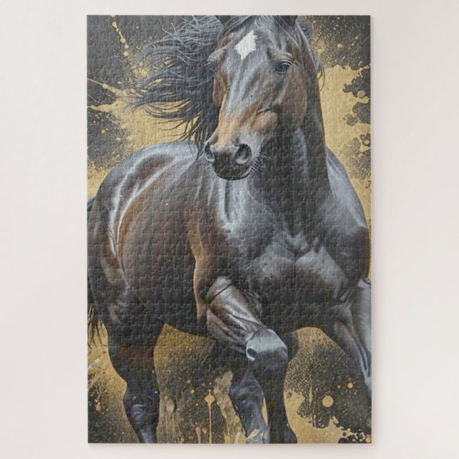 Puzzle cheval noir funky (Vertical)
