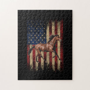 Puzzle Cheval patriotique Drapeau américain équitation