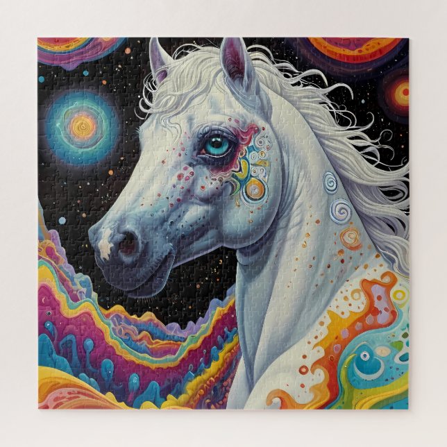 Puzzle Cheval Peint en Whimsical : Un espace Abstrait (Vertical)