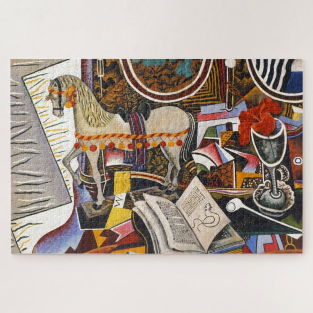 Puzzle Cheval Pipe Fleur rouge par Joan Miro Peinture Art (Horizontal)