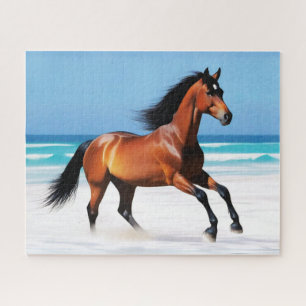 Puzzle Cheval sauvage galopant sur une plage