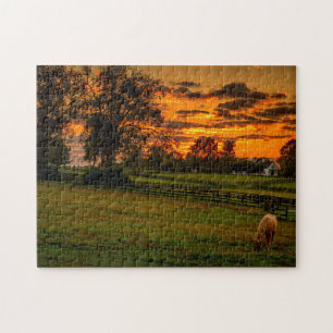 Puzzle Cheval solitaire au coucher du soleil