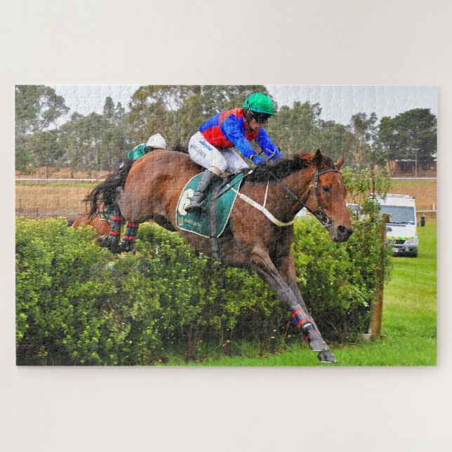 Puzzle Cheval Steeplechase et cavalier sur le saut (Horizontal)