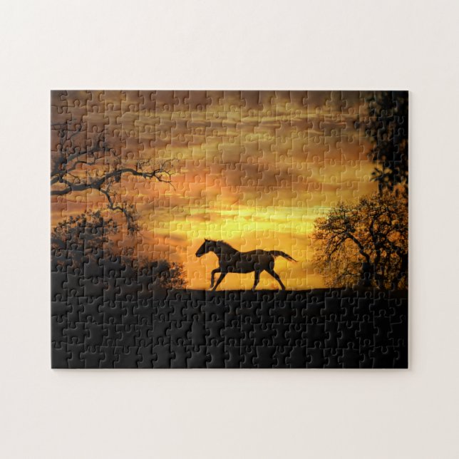 Puzzle Cheval Wild Galloping au coucher du soleil (Horizontal)