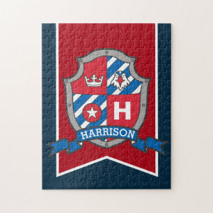 Puzzle Chevalier princier crête aigle personnalisé rouge