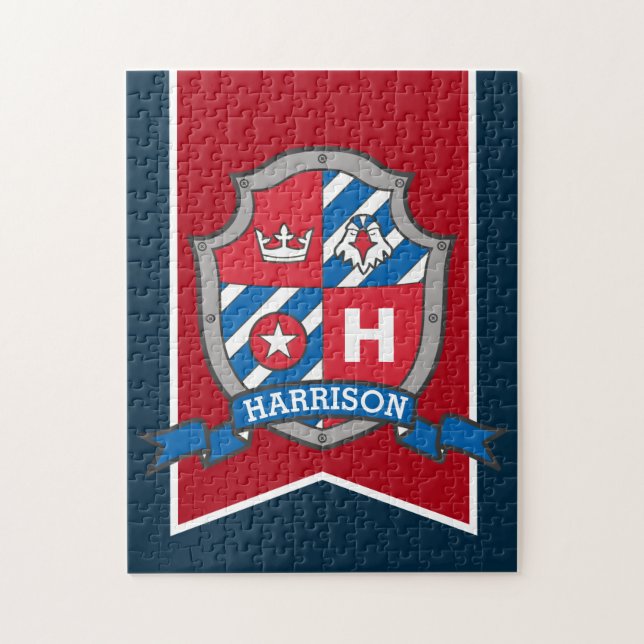 Puzzle Chevalier princier crête aigle personnalisé rouge  (Vertical)