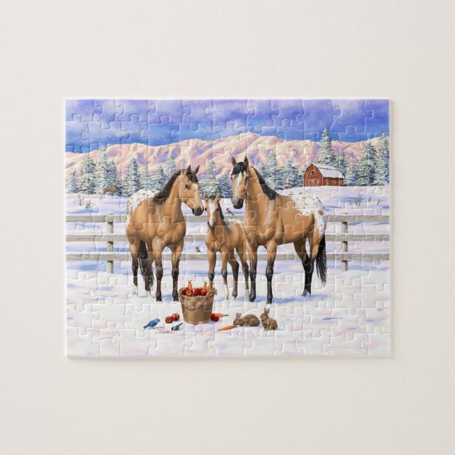 Puzzle Chevaux Appaloosa En Peau De Bouche En Neige (Horizontal)