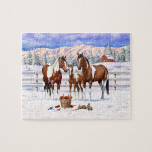 Puzzle Chevaux Brown Bay Pinto Peinture Quarter Dans La N